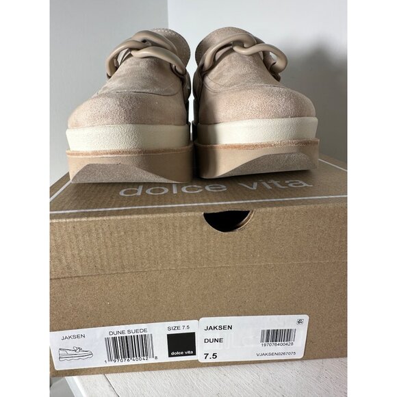 New Dolce Vita Womens Jaksen Dune Suede Chain Loafers Size 7.5 With Box - Picture 3 of 5
